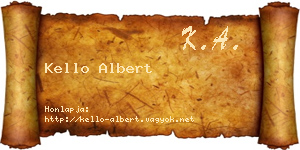 Kello Albert névjegykártya